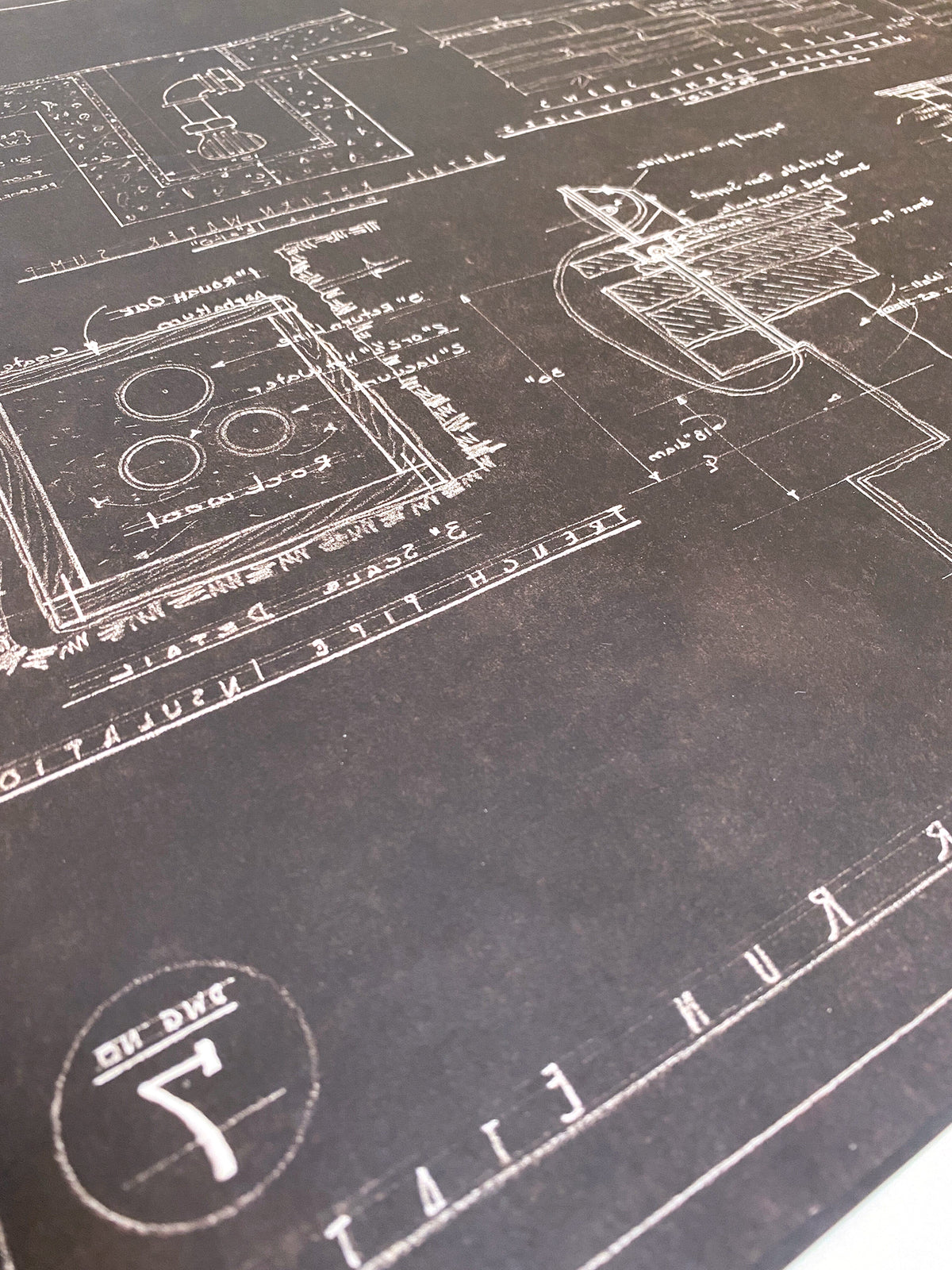 Frank Lloyd Wright - Original &#39;Fallingwater&#39; Working Blueprint Reverse Copy