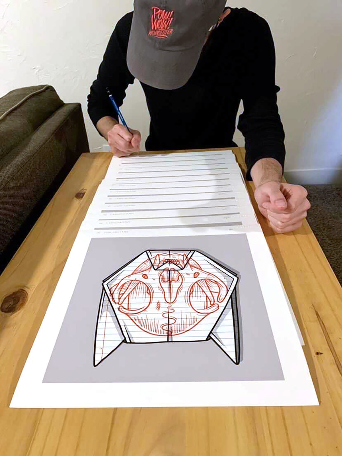 Stickipictures - &quot;Origami Cat Skull&quot; - Archival Print, Limited Edition of 12 - 12 x 12&quot;