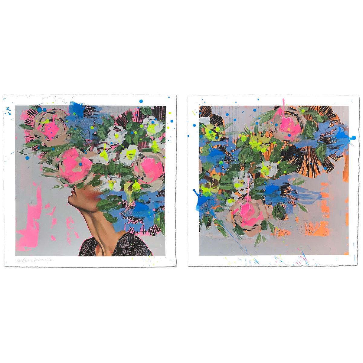 Anna Kincaide &quot;Imagination&quot; - Hand-Embellished Diptych Edition of 10 - 17 x 17&quot; Each