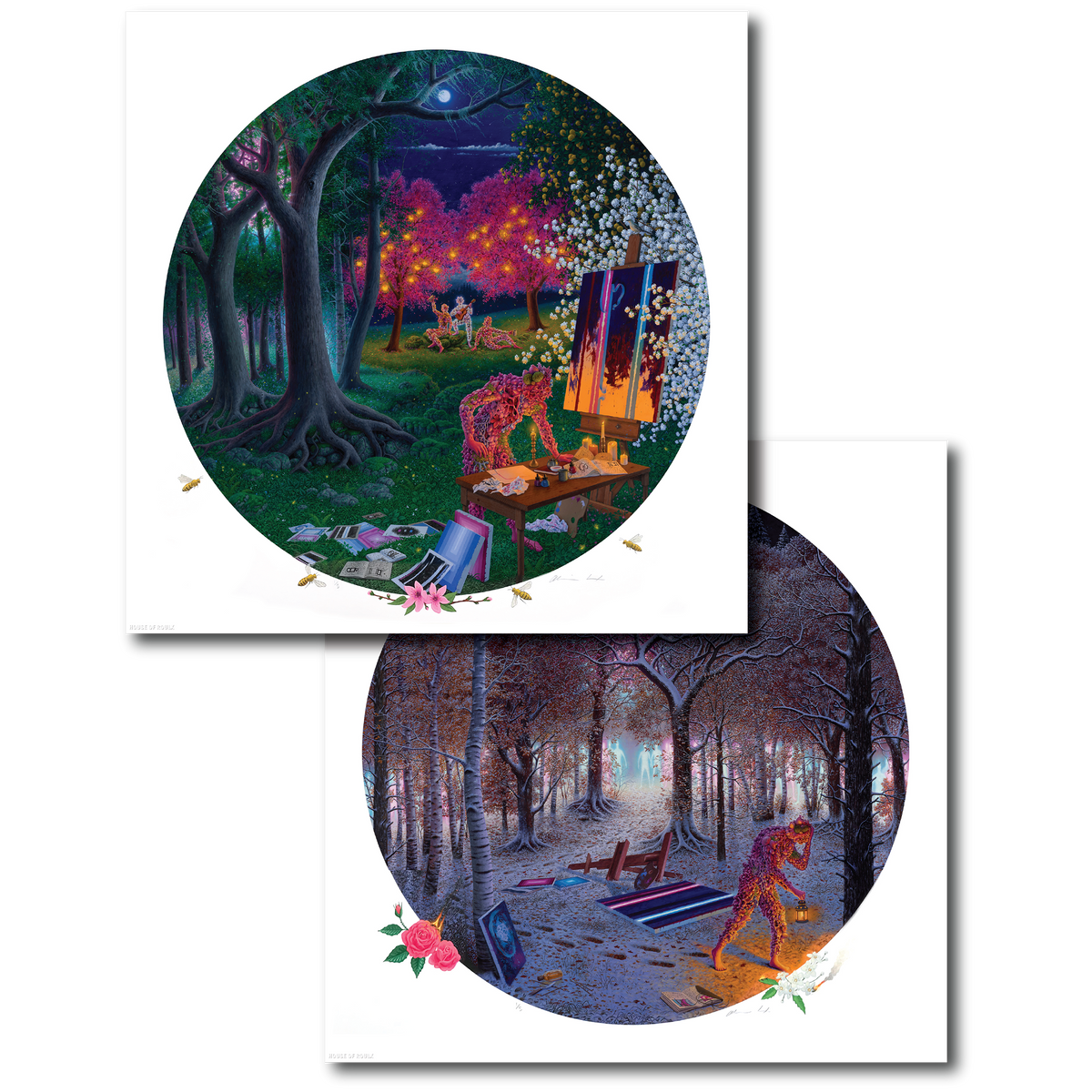 Adrian Cox &quot;The Origin of the Specters (Parts I &amp; II)&quot; - Hand-Embellished Set, Edition of 5 - 24 x 24&quot; Each