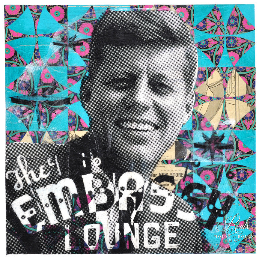 Robert Mars &quot;JFK&#39;s Embassy Lounge&quot; - Original Mixed Media and Resin on Canvas