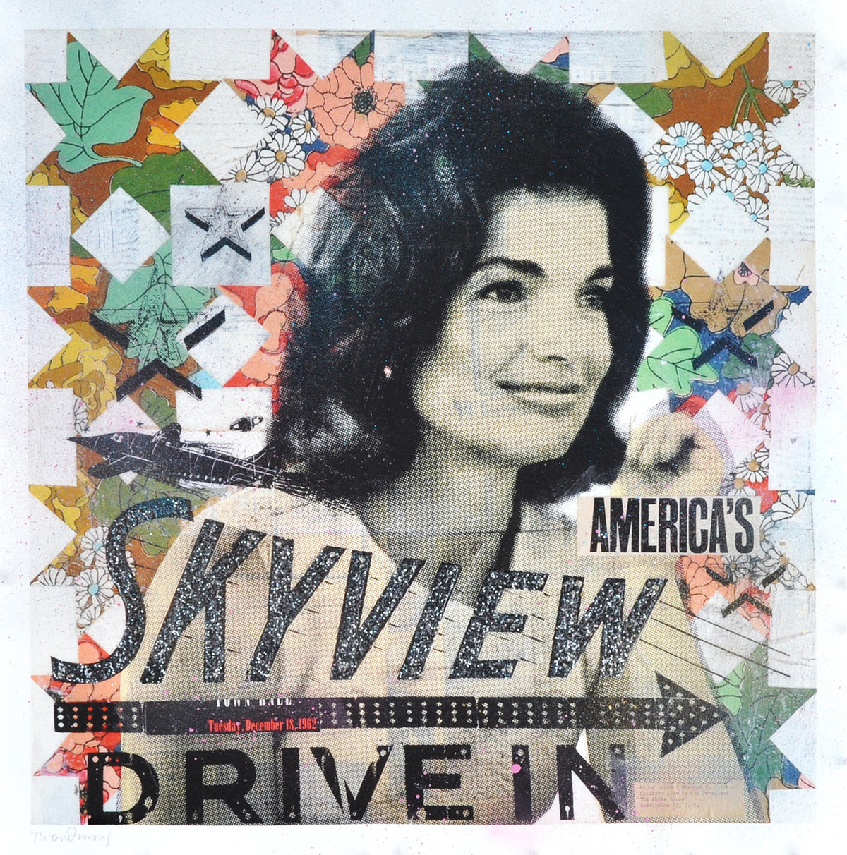 Robert Mars &quot;Jackie&#39;s Skyview Drive In&quot; - Hand-Embellished Unique Print