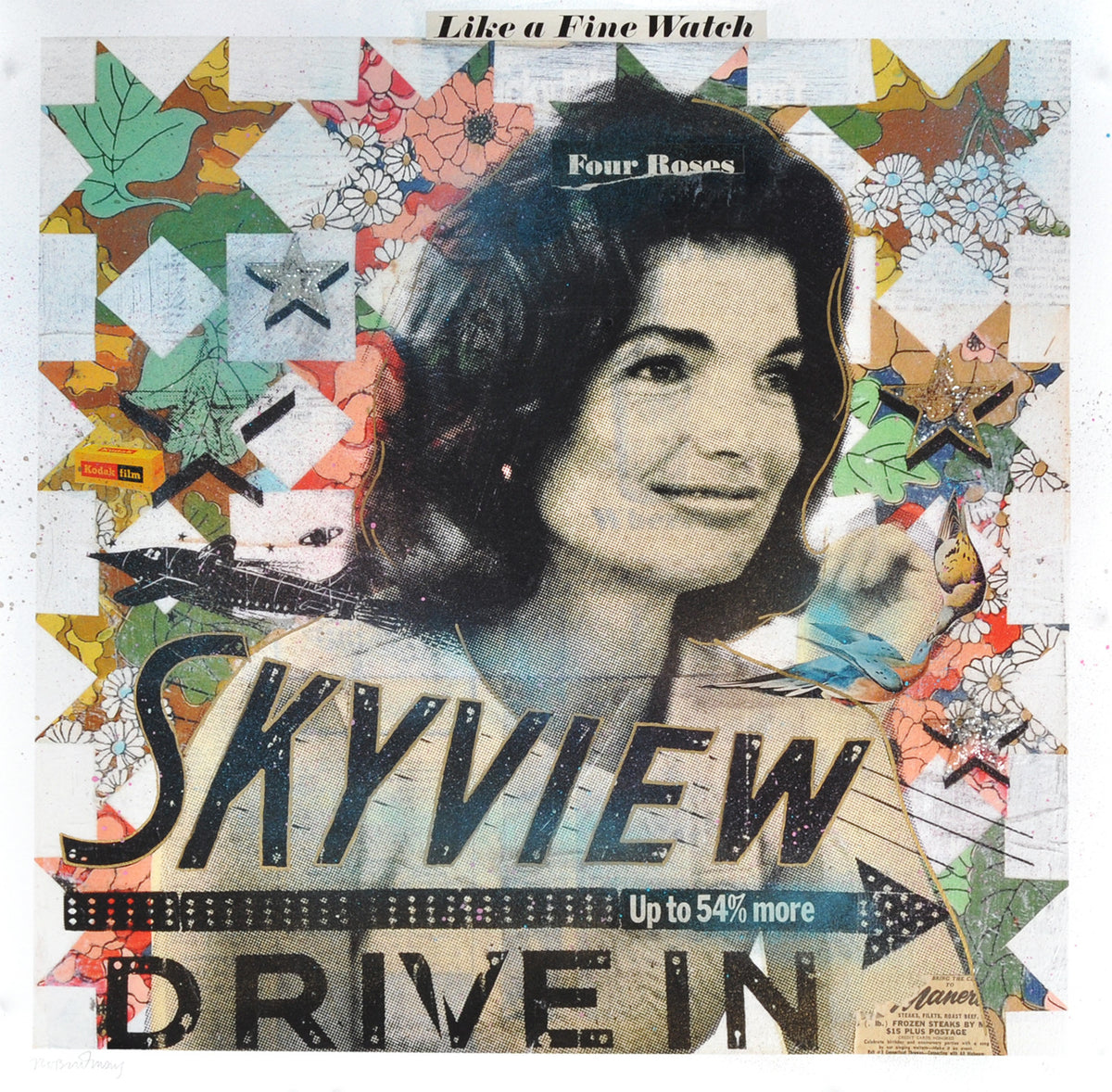 Robert Mars &quot;Jackie&#39;s Skyview Drive In&quot; - Hand-Embellished Unique Print