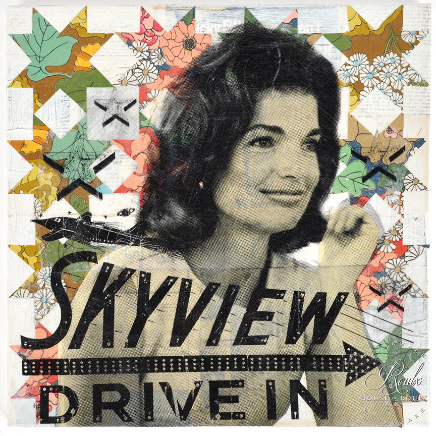 Robert Mars &quot;Jackie&#39;s Skyview Drive In&quot; - Original Mixed Media and Resin on Canvas