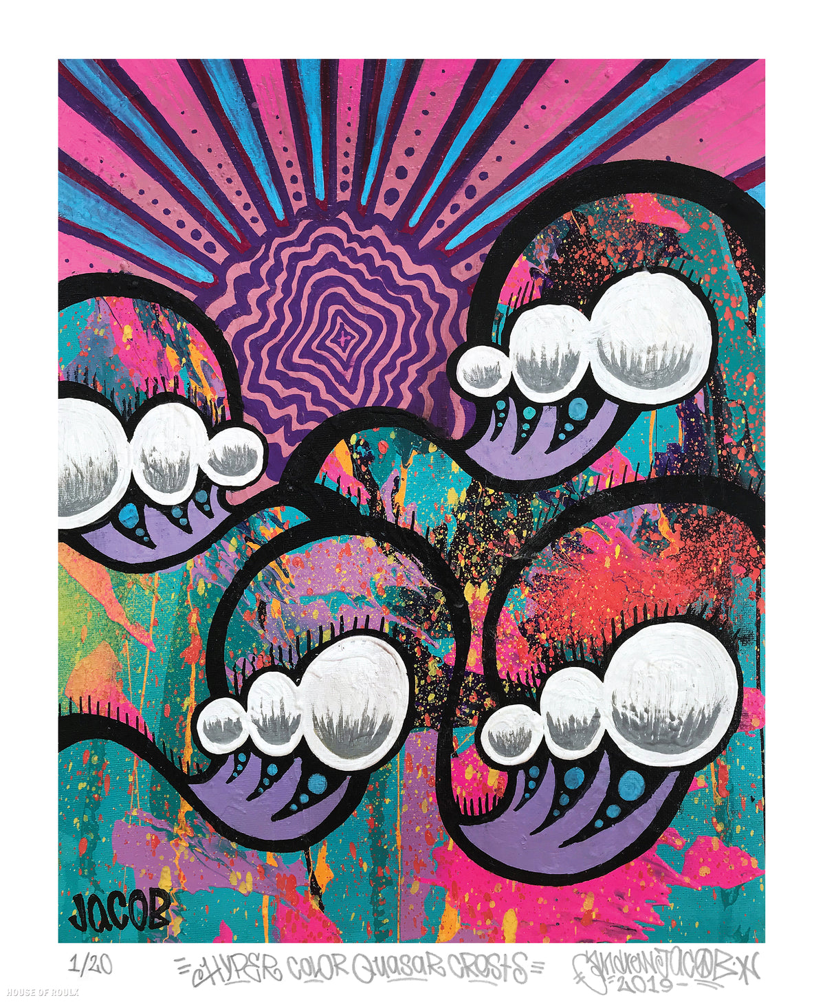 Andrew Jacob &quot;Hyper Color Quasar Crests&quot; - Archival Print, Limited Edition of 20 - 14 x 17&quot;