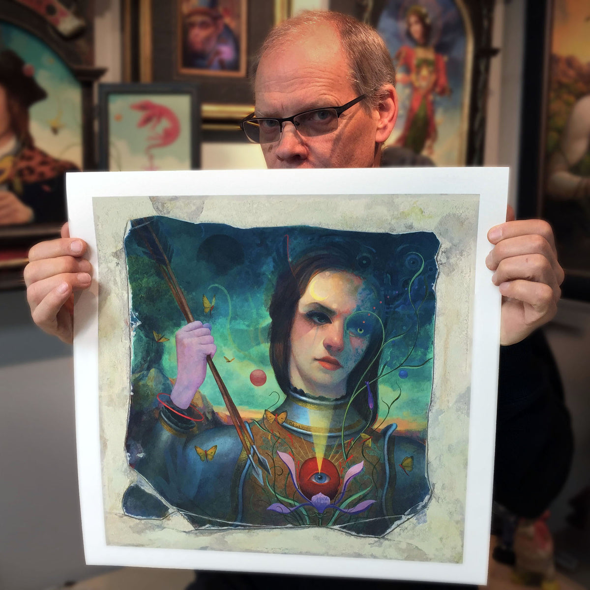 John Walker &quot;Black Moon Voyager&quot; - Hand-Embellished Edition of 3 - 17 x 17&quot;