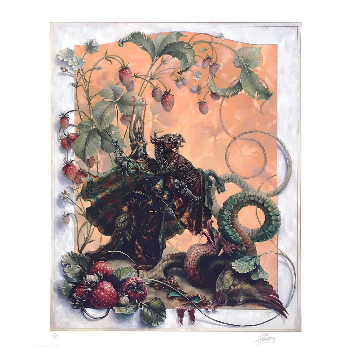 J.Henry &quot;The Emerald Knight of Strawborough&quot; - Hand-Embellished Edition of 5 - 14 x 17&quot;