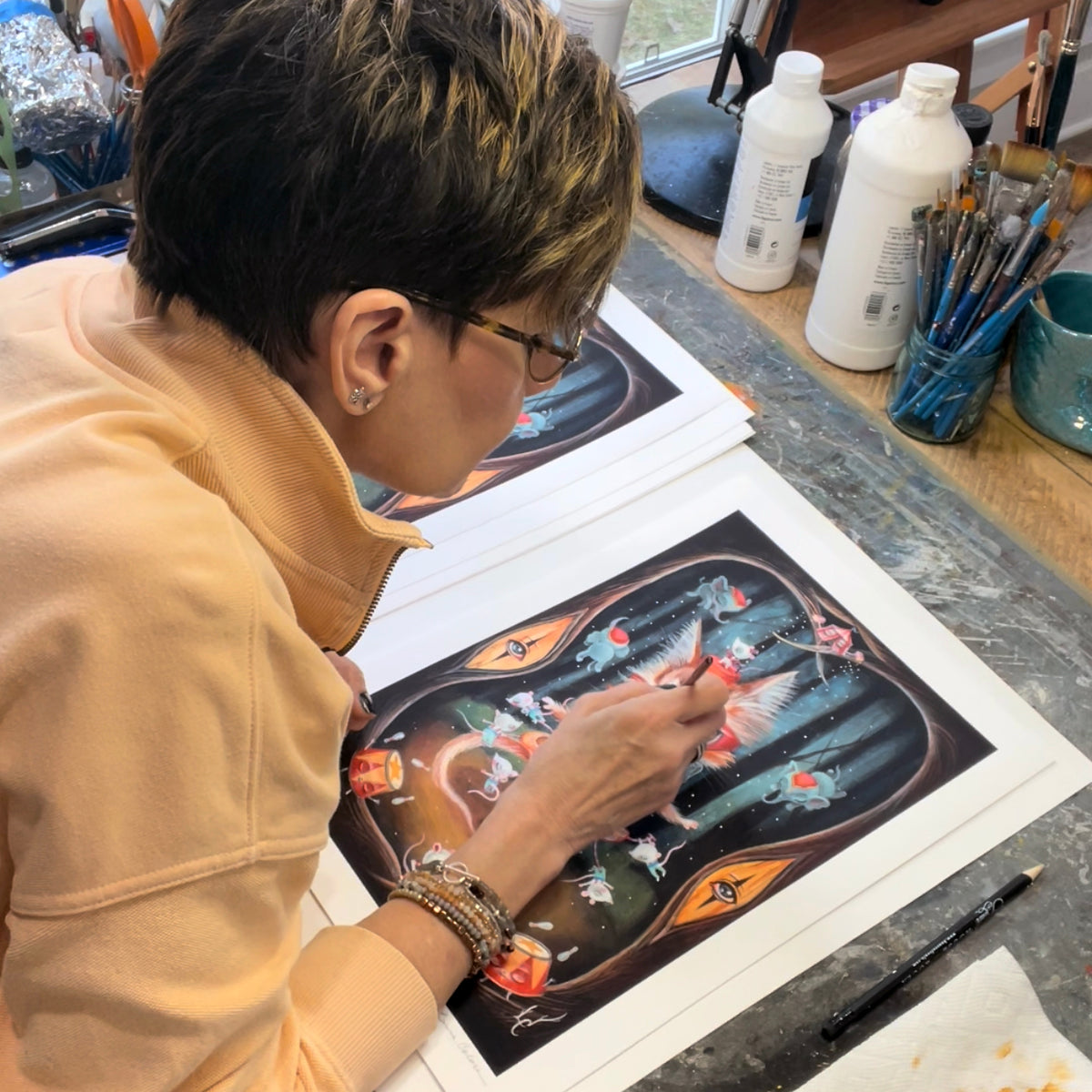 Laura Colors &quot;It&#39;s Showtime&quot; - Hand-Embellished Edition of 5 - 14 x 17&quot;