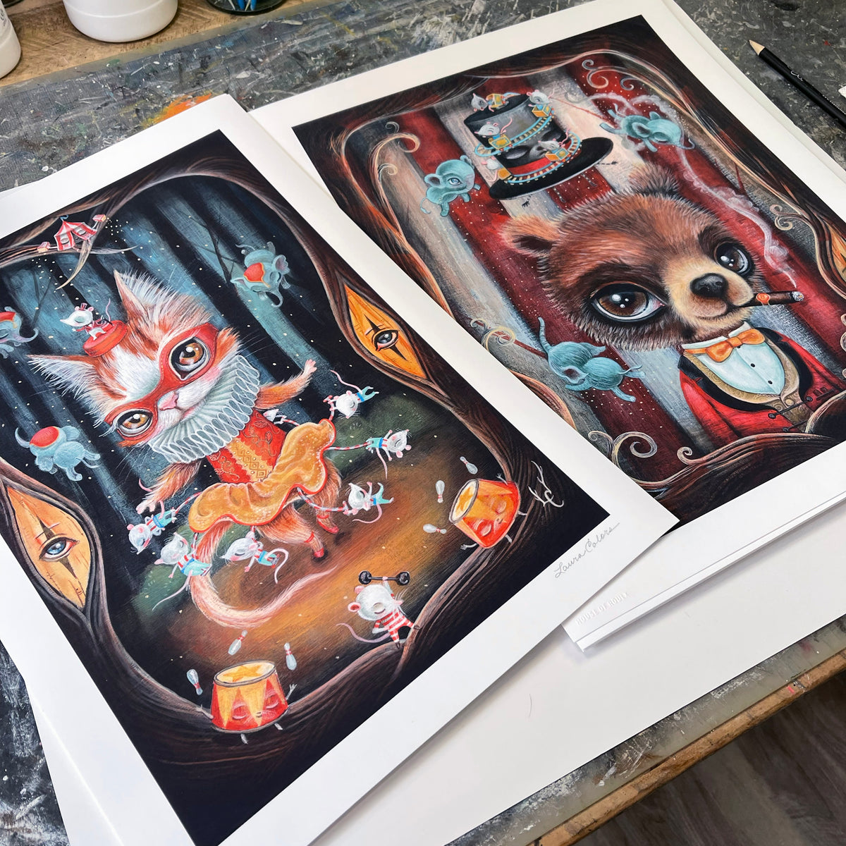 Laura Colors &quot;Le Cirque de Mouser&quot; - Archival Print, Limited Edition of 20 - 12 x 17&quot;