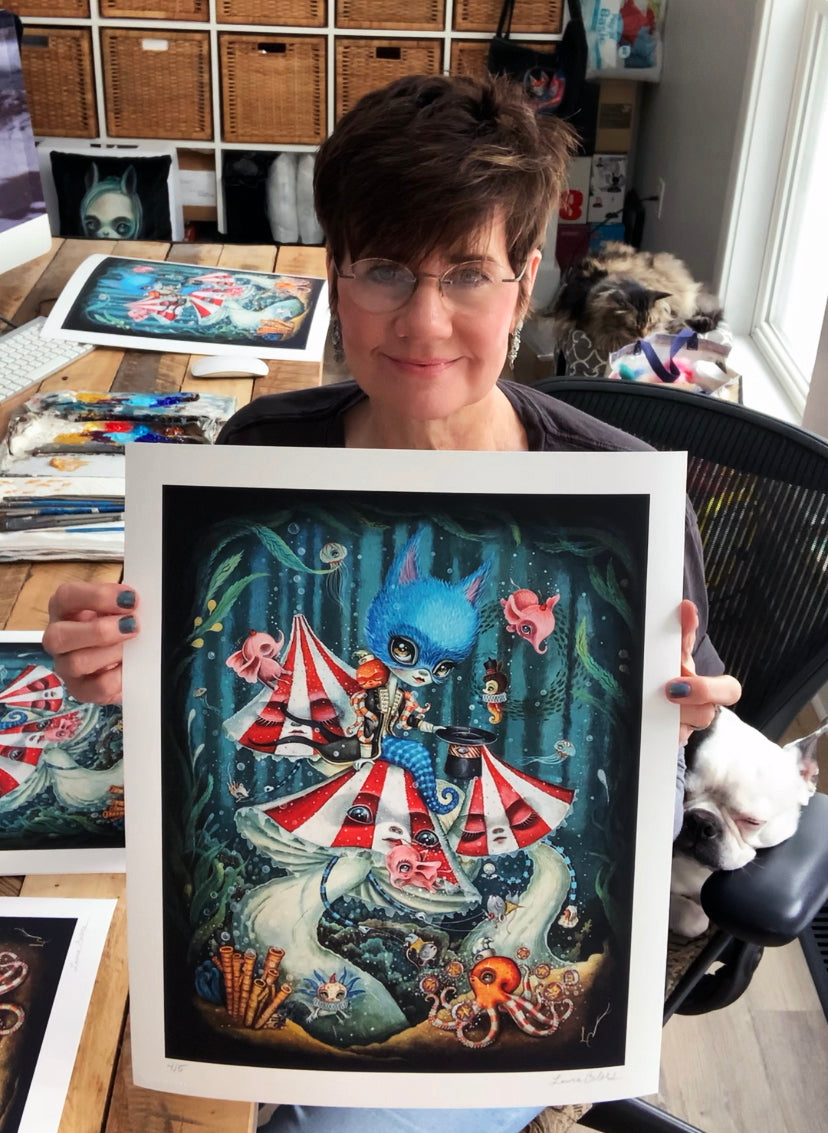 Laura Colors &quot;Le Cirque Aquatique&quot; - Hand-Embellished Edition of 5 - 14 x 17&quot;