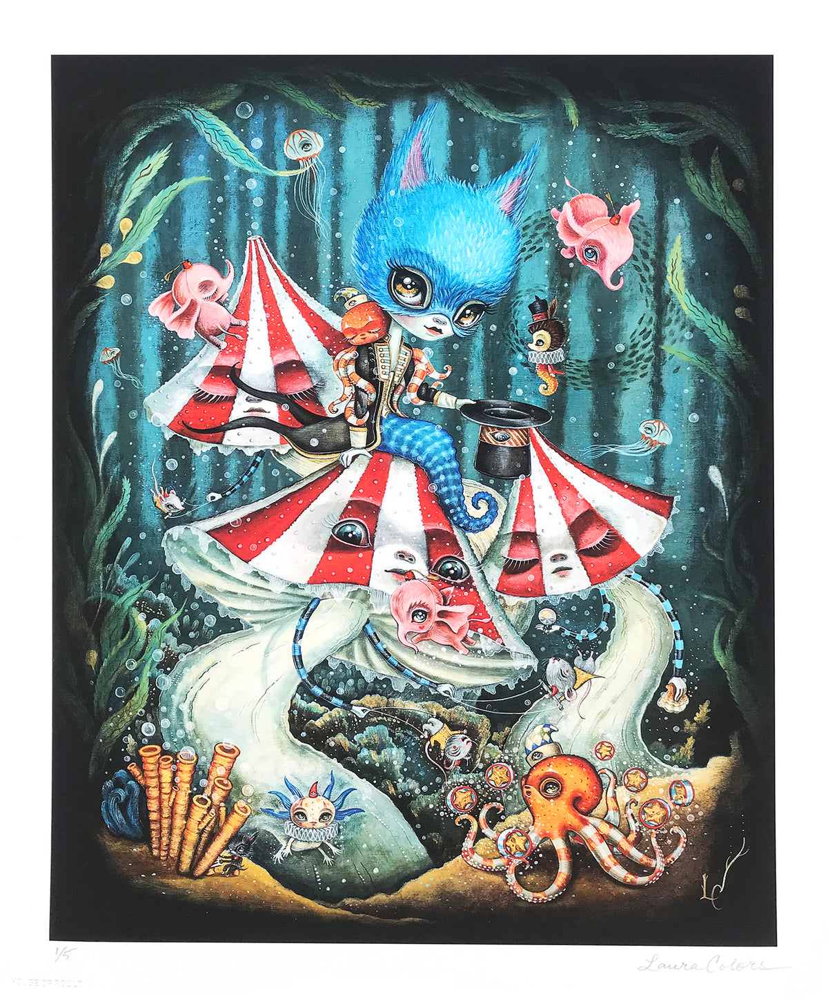Laura Colors &quot;Le Cirque Aquatique&quot; - Hand-Embellished Edition of 5 - 14 x 17&quot;