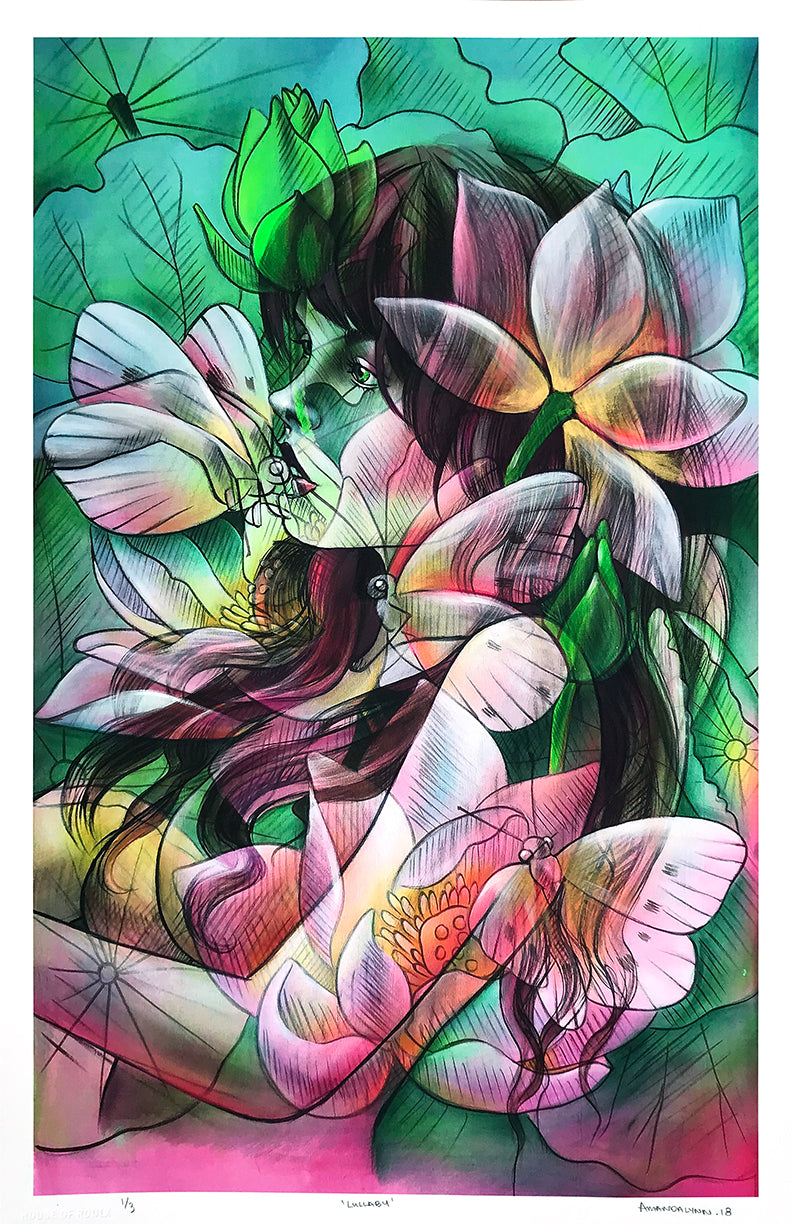 Amandalynn &quot;Lullaby&quot; - Hand-Embellished Unique Variant, Edition of 3 - 11 x 17&quot;