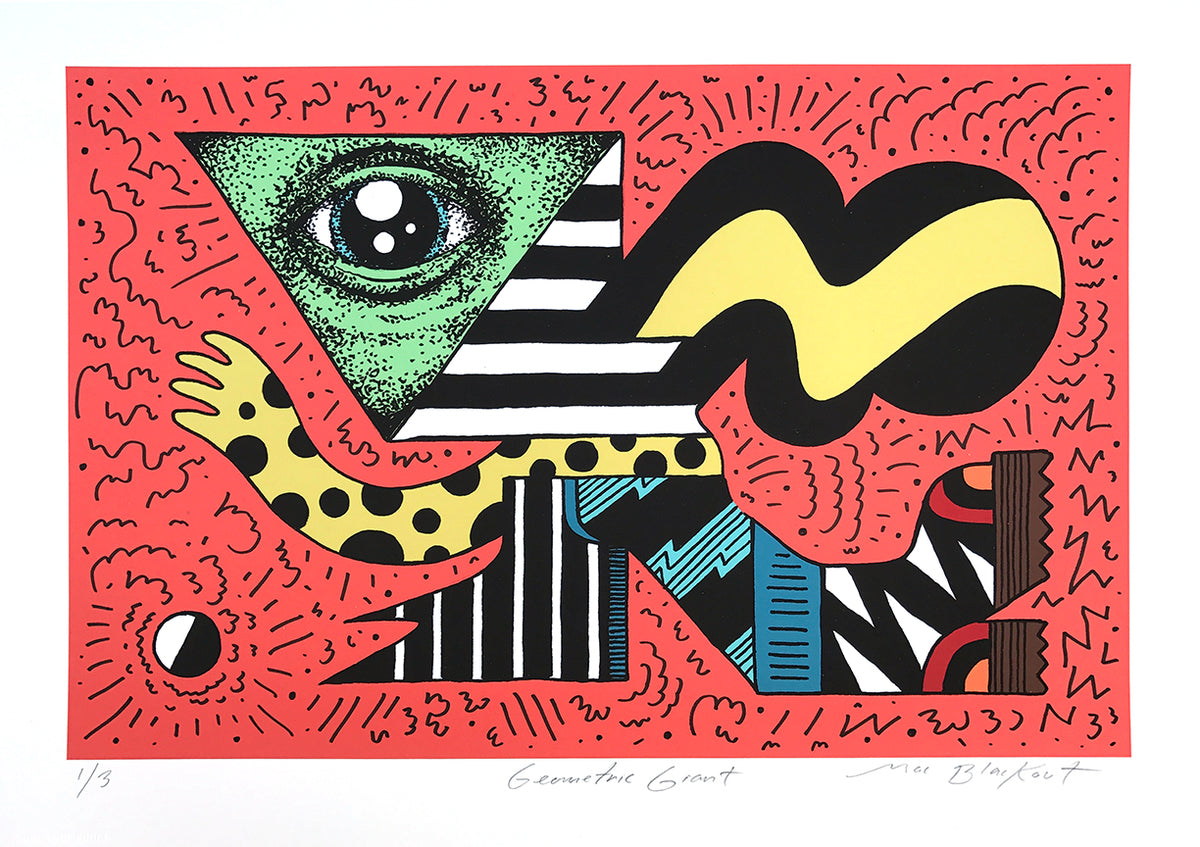Mac Blackout &quot;Geometric Giant&quot; - Hand-Embellished Unique Print, Limited Edition of 3 - 12 x 17&quot;
