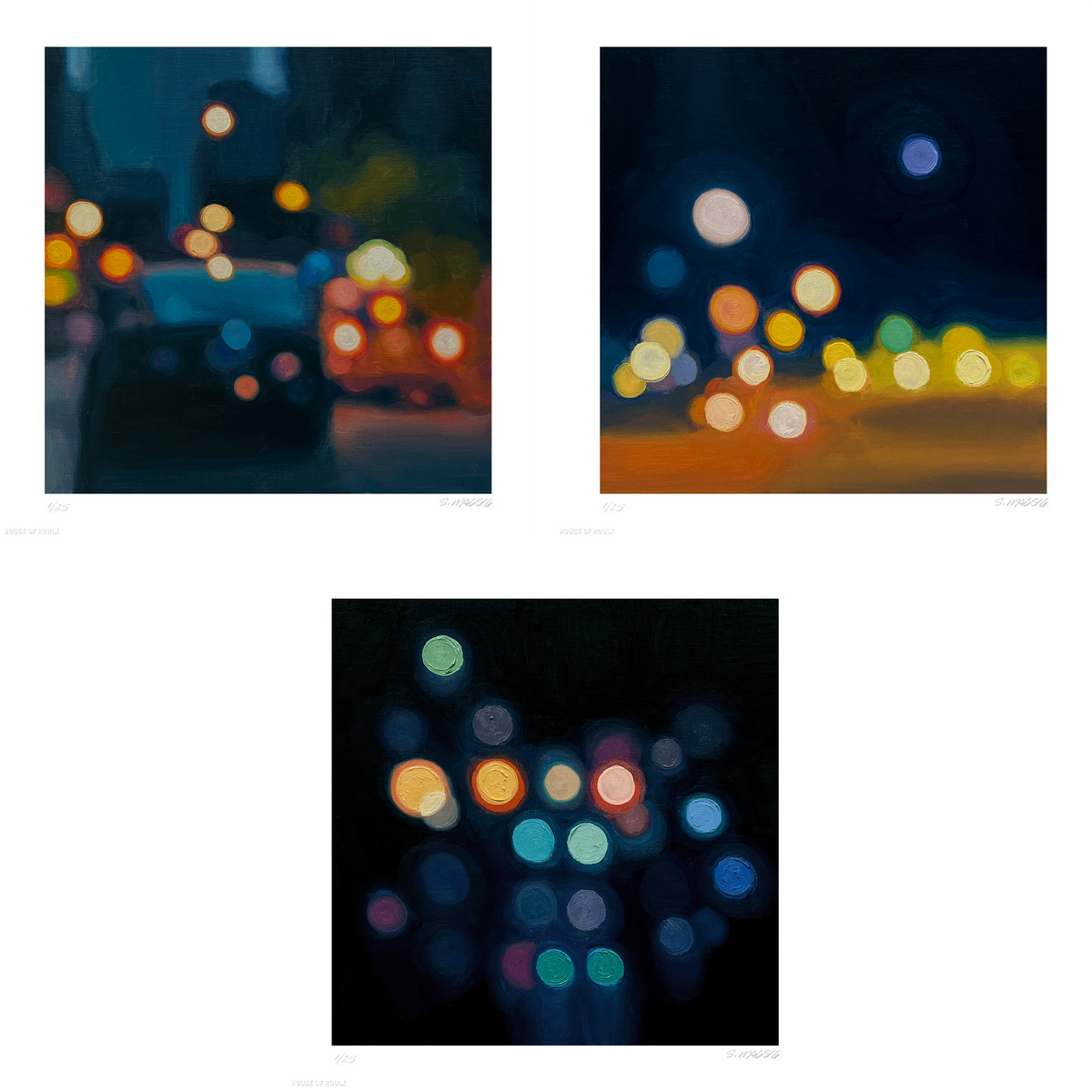 Stephen Magsig - Limited Edition &quot;Citylights&quot; Print Set of 3 - 12 x 12&quot; Each