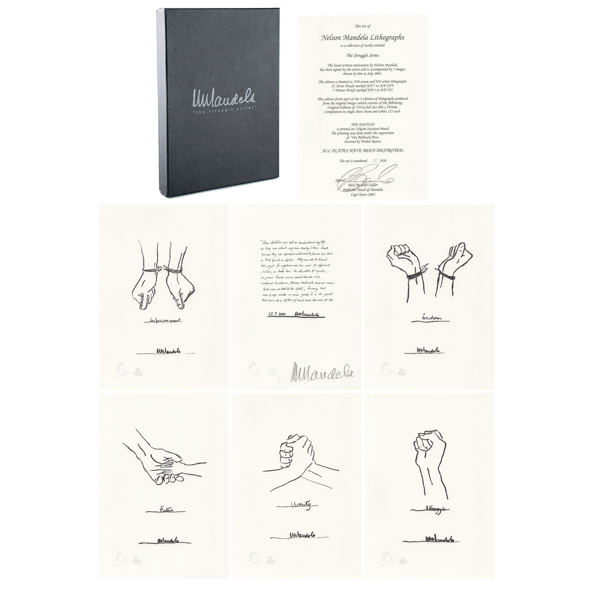 Nelson Mandella - &quot;The Struggle Series&quot; - Signed 6 x Lithograph Box Set
