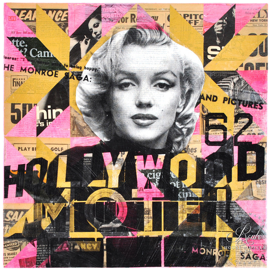 Robert Mars &quot;Marilyn&#39;s Hollywood Motel&quot; - Original Mixed Media and Resin on Canvas