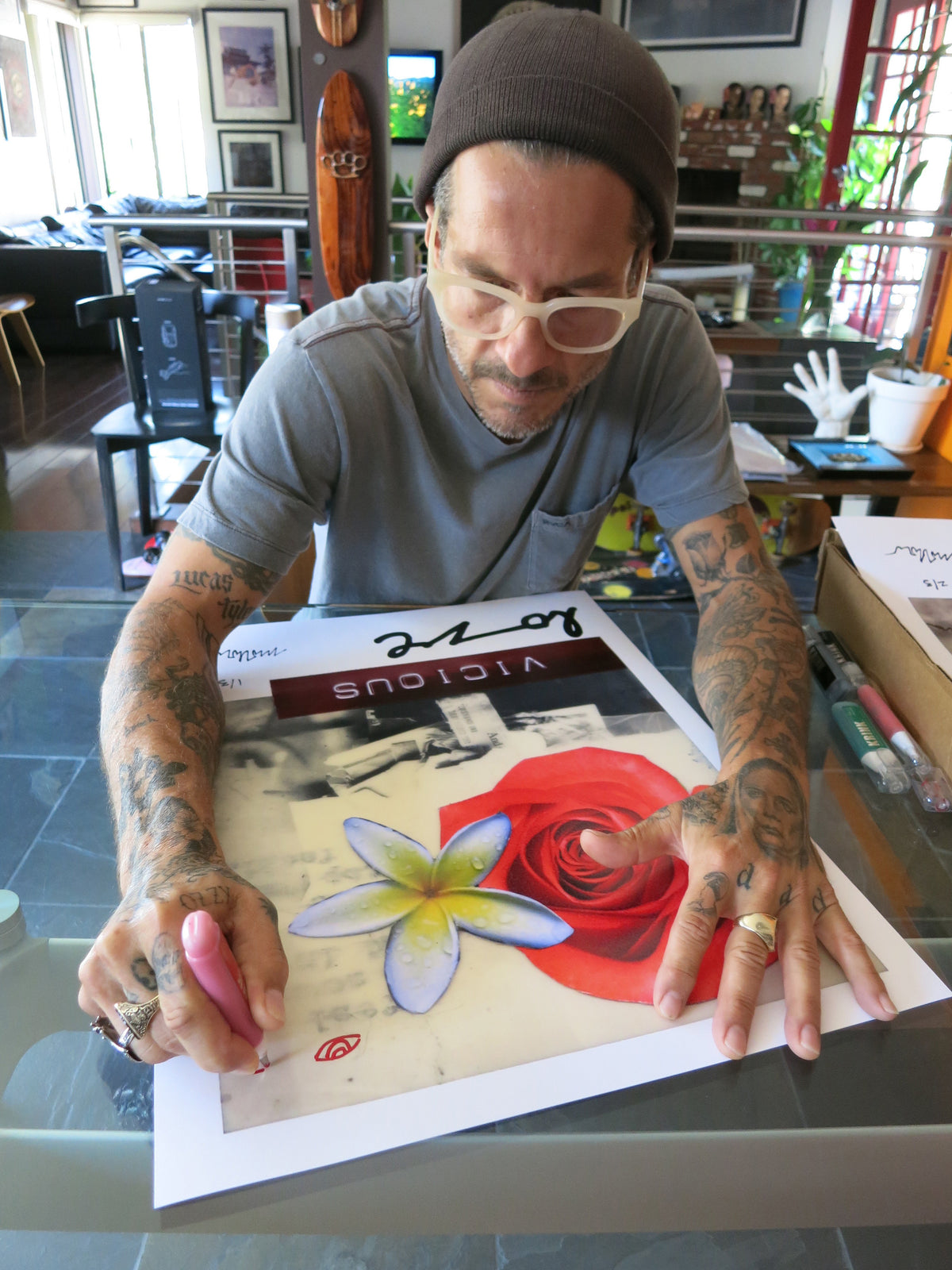 Mark Oblow &quot;Vicious Love&quot; - Hand-Embellished Unique Print, #2/3 - 16 x 20&quot;