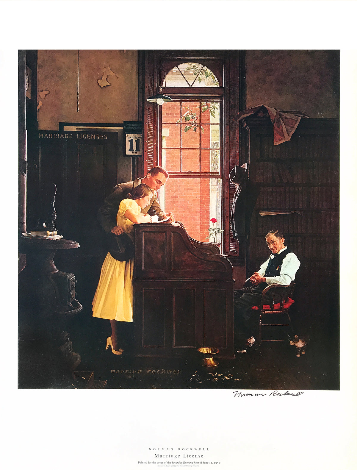 Norman Rockwell - &quot;Marriage License&quot; - Signed Offset Print - 19 x 25&quot;