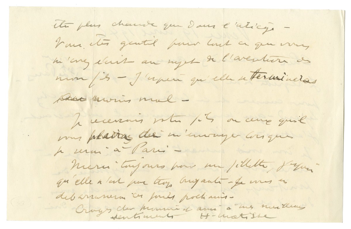 Henri Matisse - Signed, Hand-Written Letter (ALS) - 1946