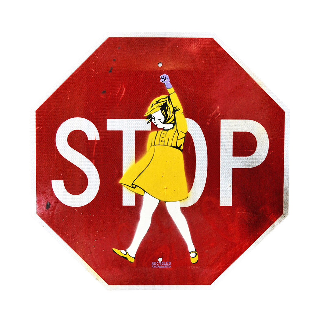 Recycled Propaganda &quot;Moral Assault&quot; - Original Aerosol Painting on Stop Sign