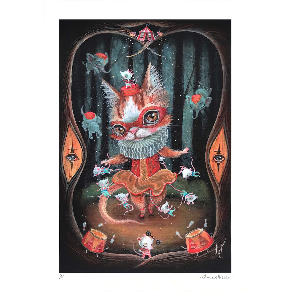 Laura Colors &quot;Le Cirque de Mouser&quot; - Hand-Embellished Edition of 5 - 12 x 17&quot;