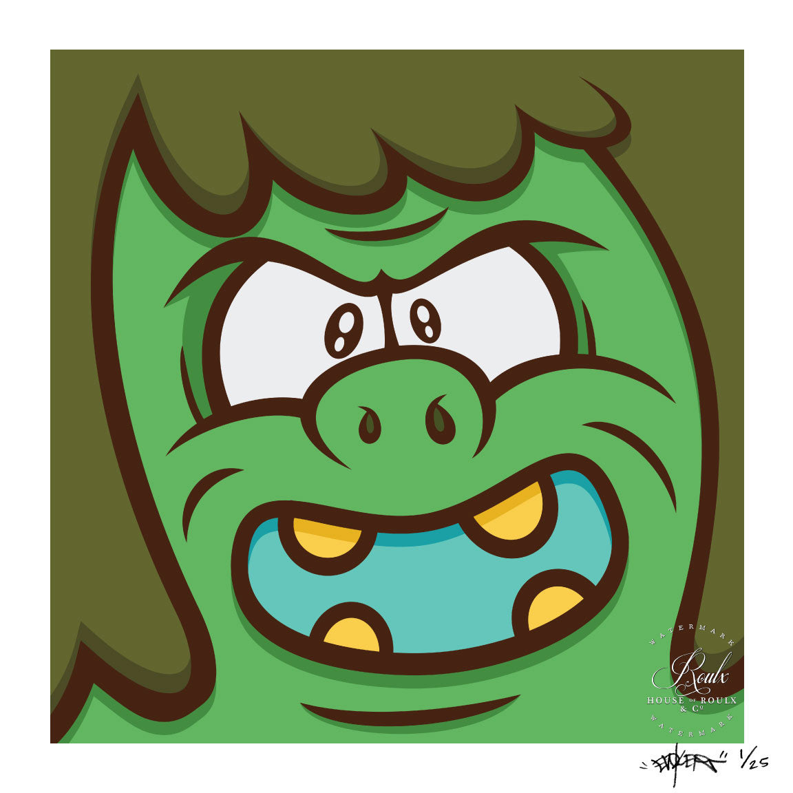 Evoker &quot;Angry Green Man&quot; -  Archival Print, Limited Edition of 25, 16 x 16&quot;