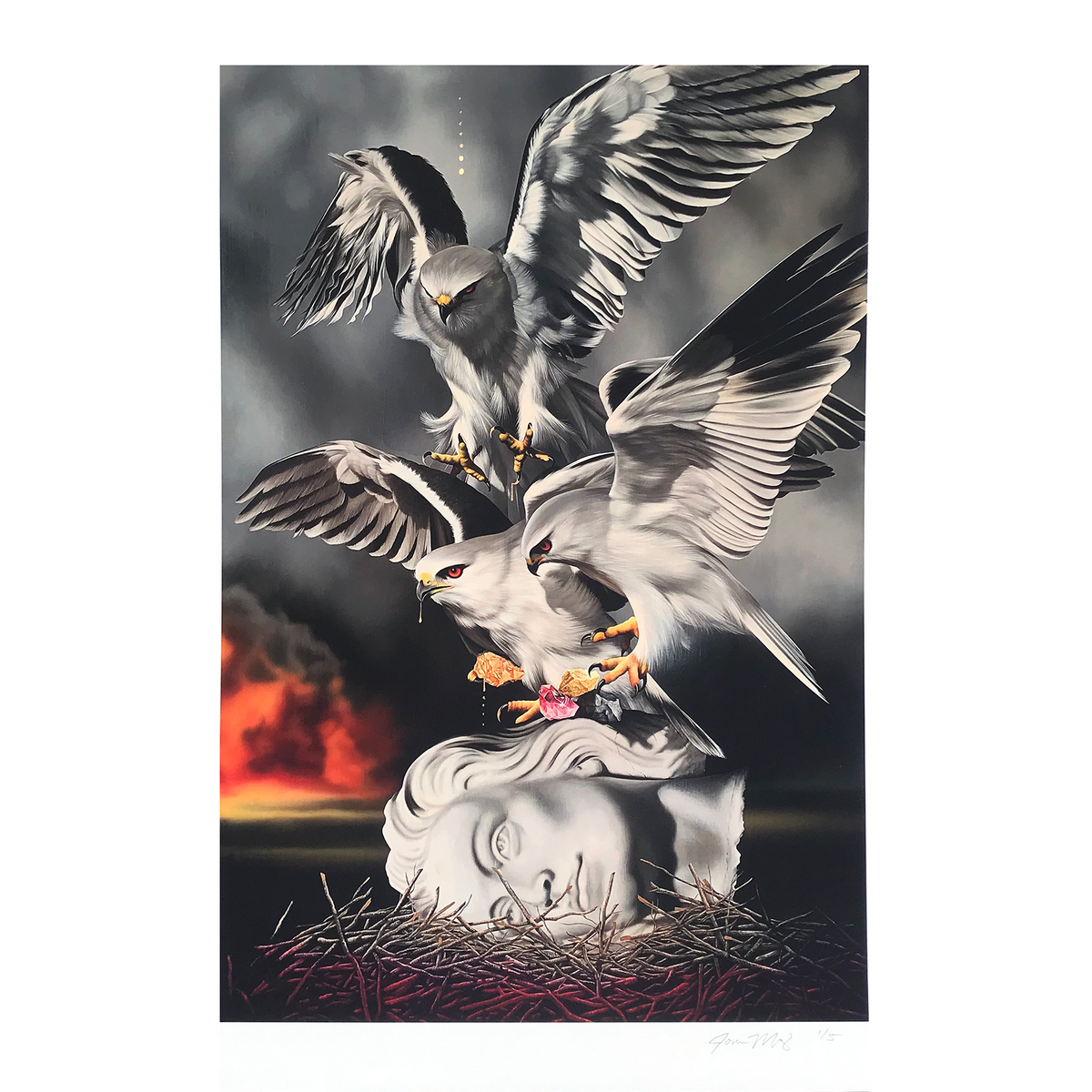 Josie Morway &quot;New Nests&quot; - Hand-Embellished Edition of 5 - 12 x 17&quot;
