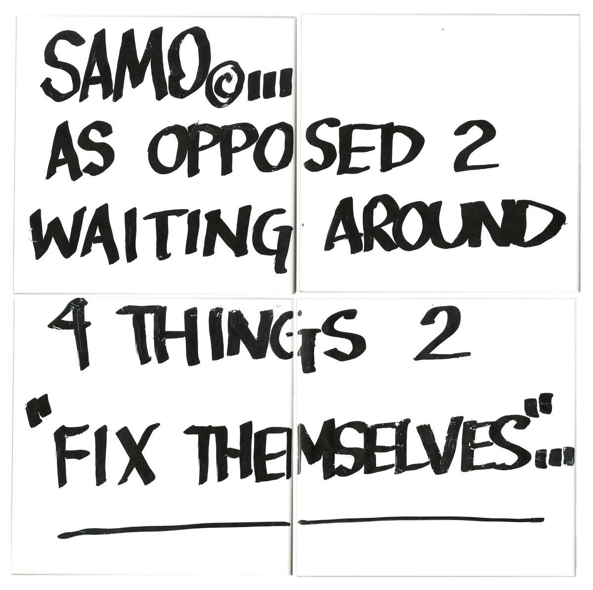 Al Diaz &quot;SAMO©…&quot; - Original Ink on 4 Ceramic Tiles