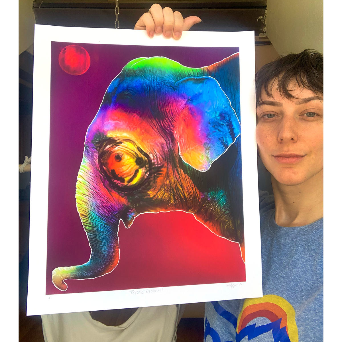 M.K. Komins &quot;Psychic Elephant&quot; - Hand-Embellished Edition of 5 - 14 x 17&quot;