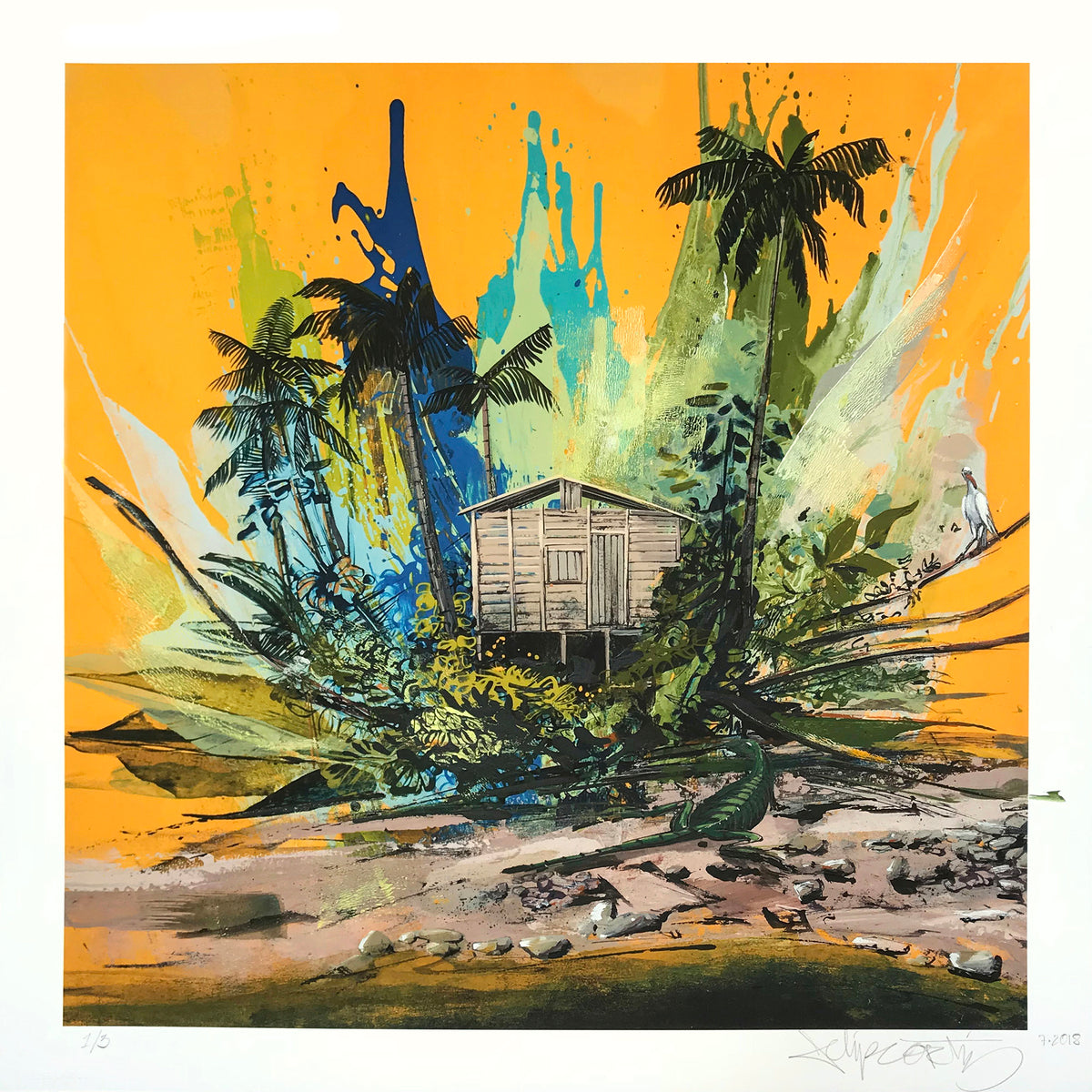Felipe Ortiz &quot;Pacifico&quot; - Hand-Embellished Unique Variant, #1/3 - 17 x 17&quot;
