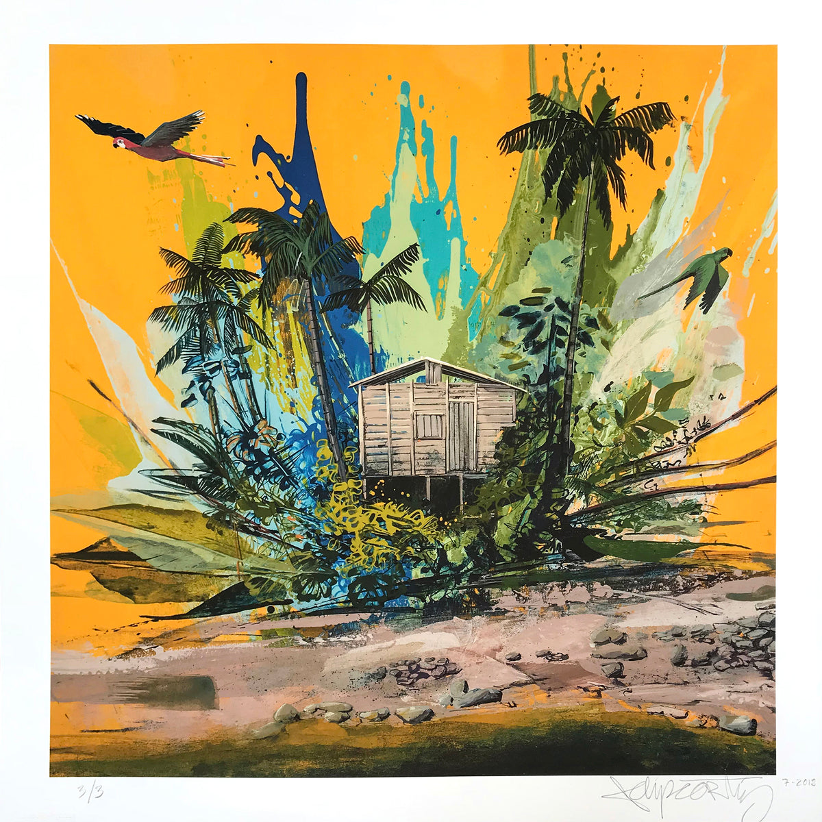 Felipe Ortiz &quot;Pacifico&quot; - Hand-Embellished Unique Variant, #3/3 - 17 x 17&quot;
