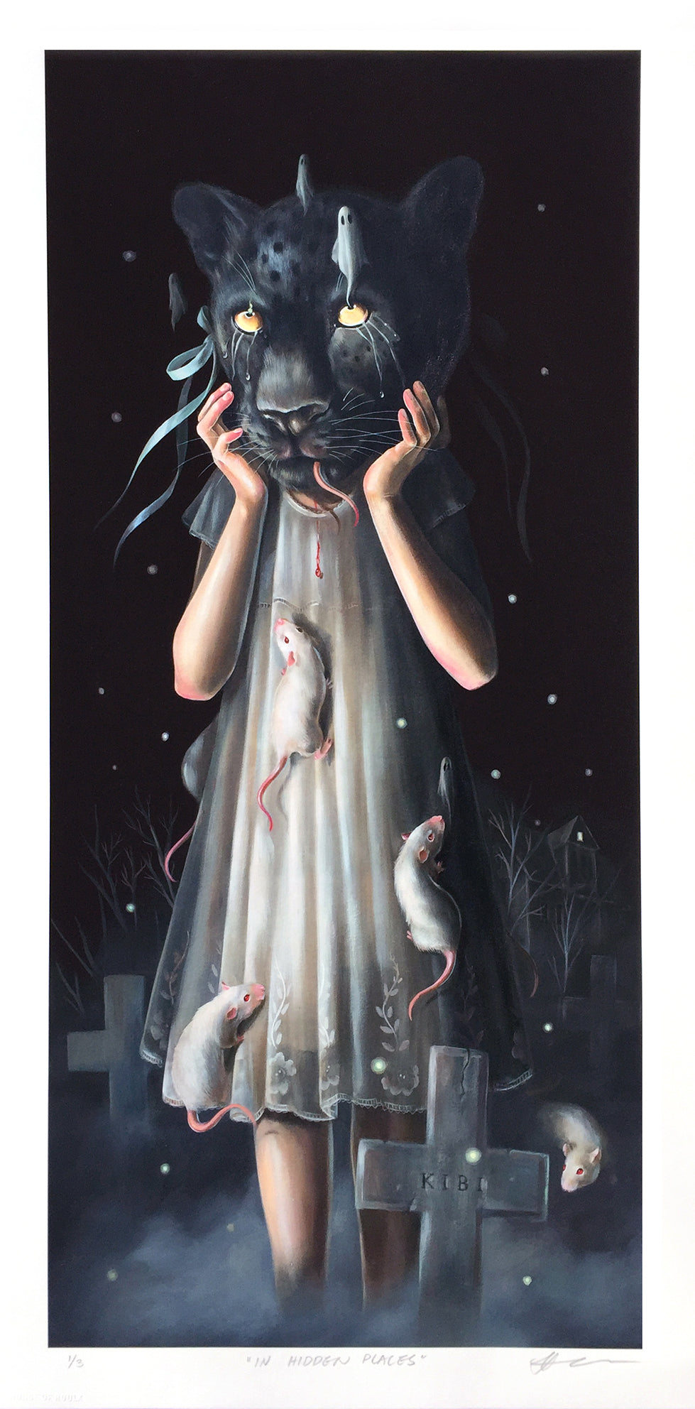 Hanna Jaeun &quot;In Hidden Places&quot; - Hand-Embellished Unique Print, #1/3 - 12 x 24&quot;