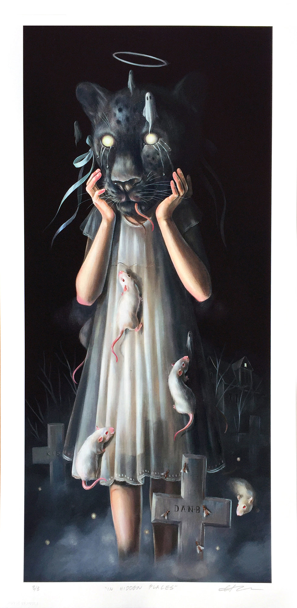 Hanna Jaeun &quot;In Hidden Places&quot; - Hand-Embellished Unique Print, #3/3 - 12 x 24&quot;