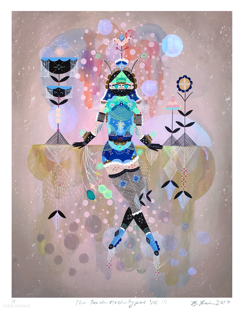 Bunnie Reiss &quot;The Peach Archetypes V.III&quot; - Hand-Embellished Unique Print of 5 - 14 x 17&quot;