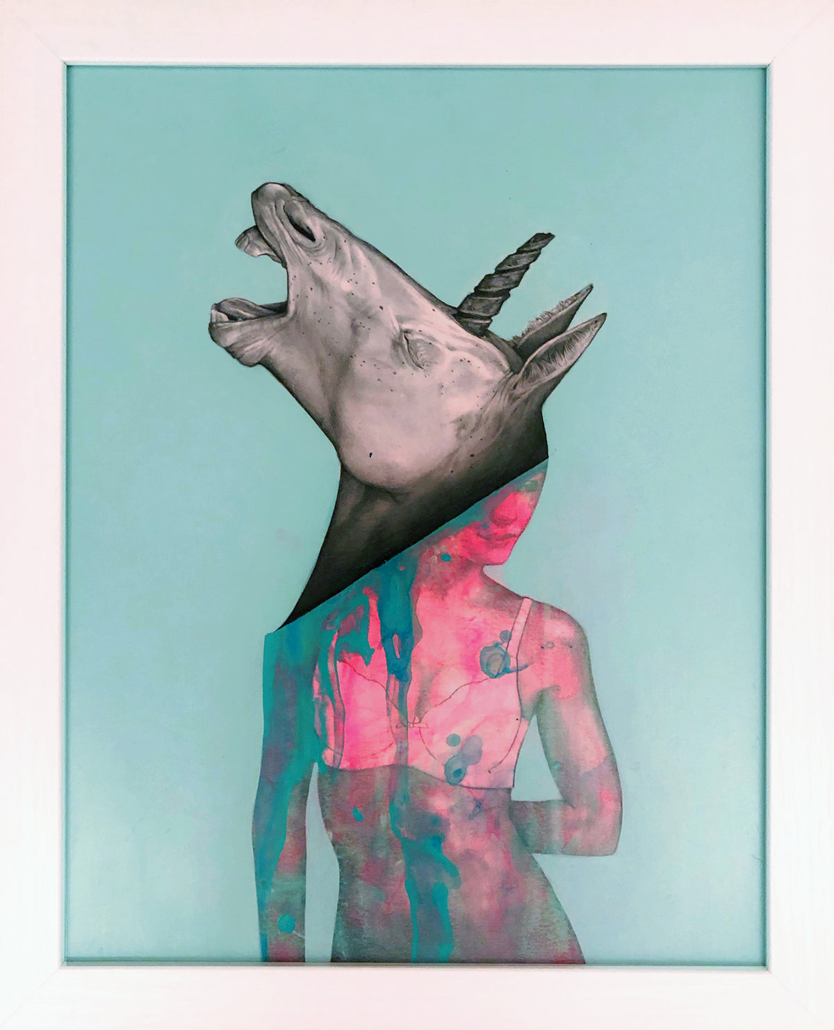 Matt Byle &quot;Unicorn&quot; - Original Painting, Framed - 15.5 x 12.5 x .5&quot;