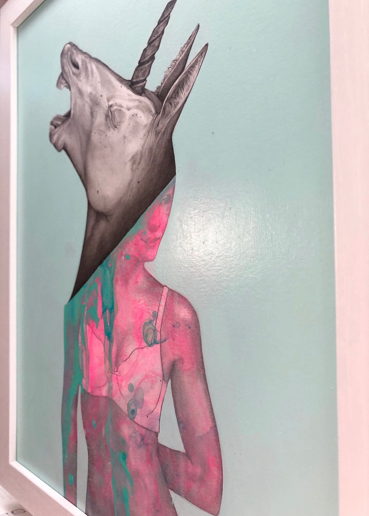 Matt Byle &quot;Unicorn&quot; - Original Painting, Framed - 15.5 x 12.5 x .5&quot;