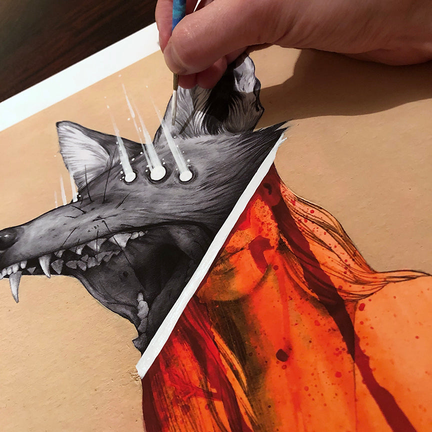 Matt Byle &quot;Foxy&quot; - Hand-Embellished Edition of 5 - 14 x 17&quot;