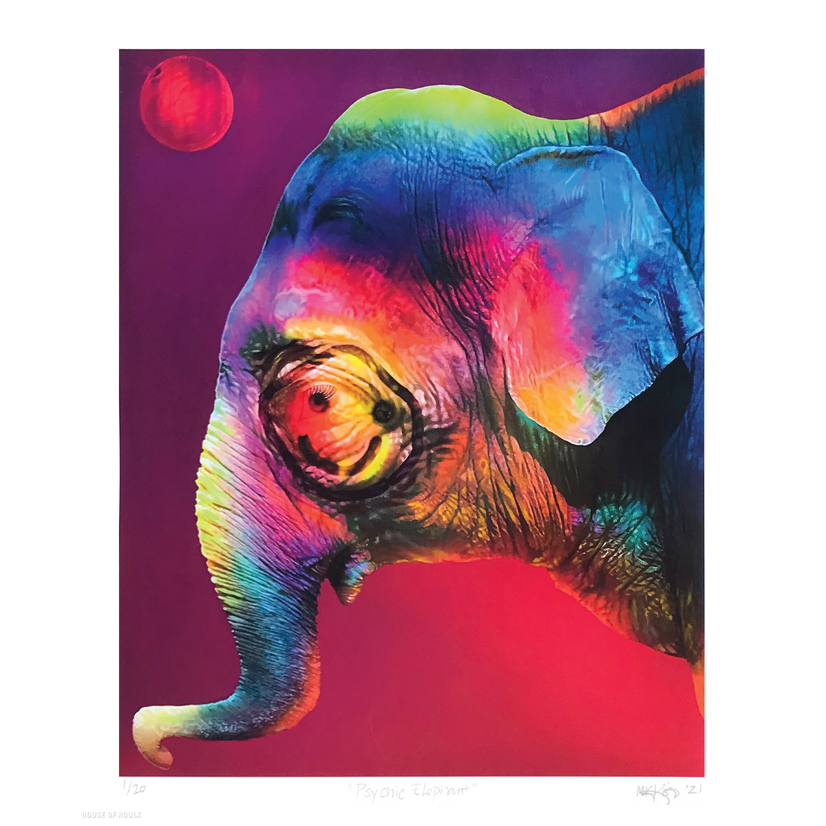 M.K. Komins &quot;Psychic Elephant&quot; - Archival Print, Limited Edition of 20 - 14 x 17&quot;