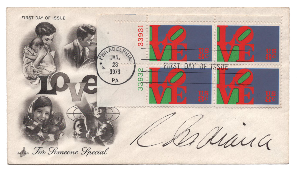 Robert Indiana - Signed &quot;LOVE&quot; First Day Cover - 1973
