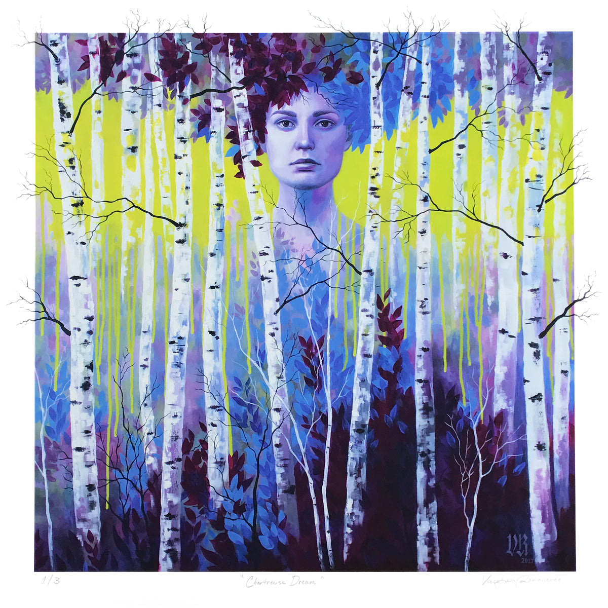 Vasilisa Romanenko &quot;Chartreuse Dream&quot; - Hand-Embellished Edition of 3 - 17 x 17&quot;