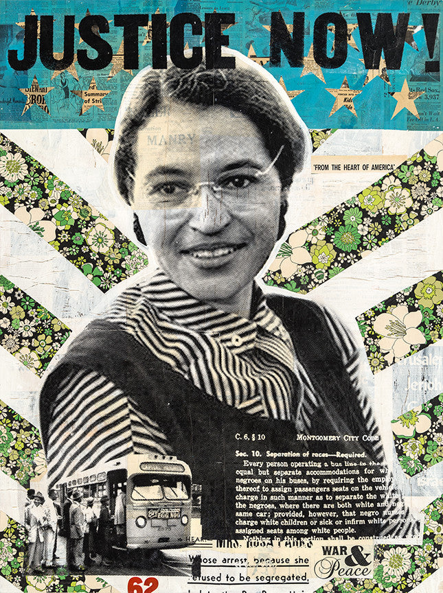 Robert Mars &quot;Justice Now!&quot; - Rosa Parks - Original Mixed Media and Resin on Wood
