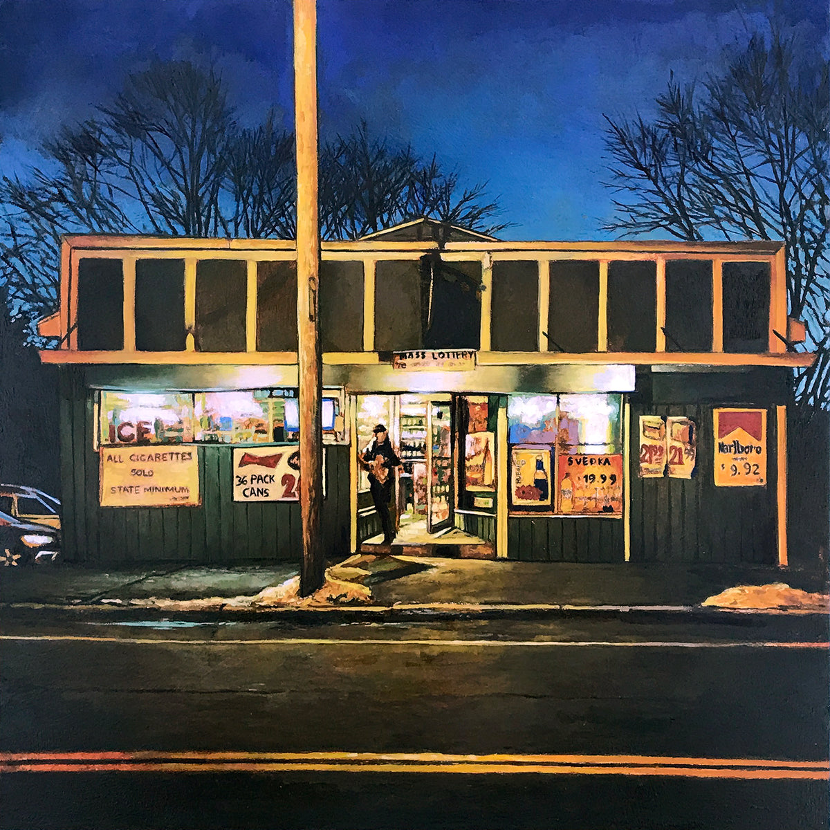 Andrew Houle &quot;Ryal Side Liquors&quot; - Original Oil Painting on Wood - 16 x 16&quot;
