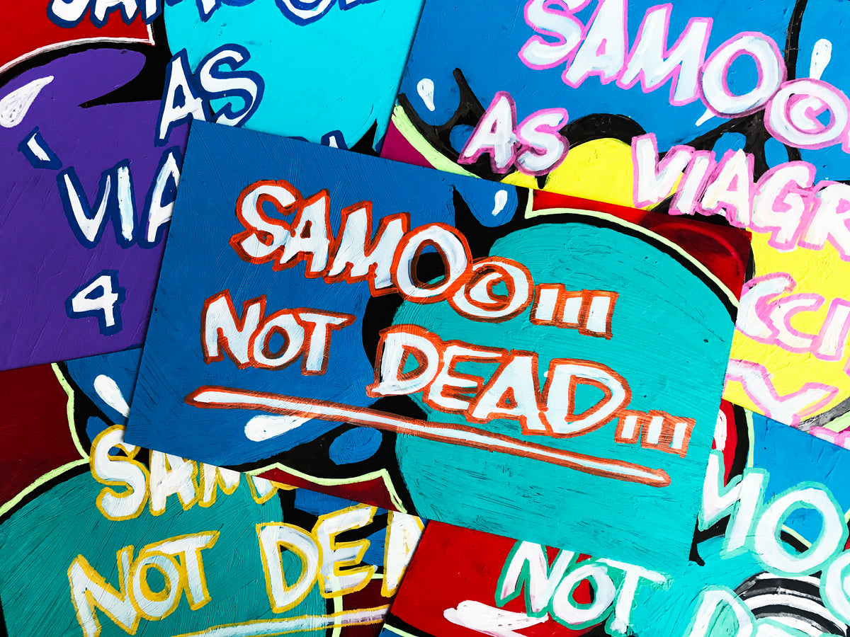 Al Diaz &amp; Nic 707 &quot;SAMO©…Not Dead&quot; - Original Paint on Plexiglass - 6.5 x 11&quot;