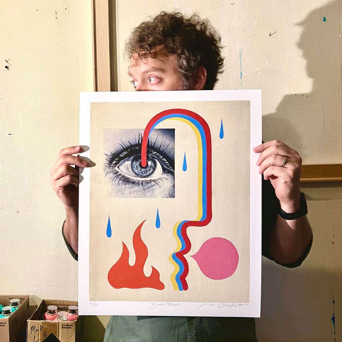 Mac Blackout &quot;Bubble Trouble&quot; - Hand-Embellished Edition of 5 - 16 x 20&quot;