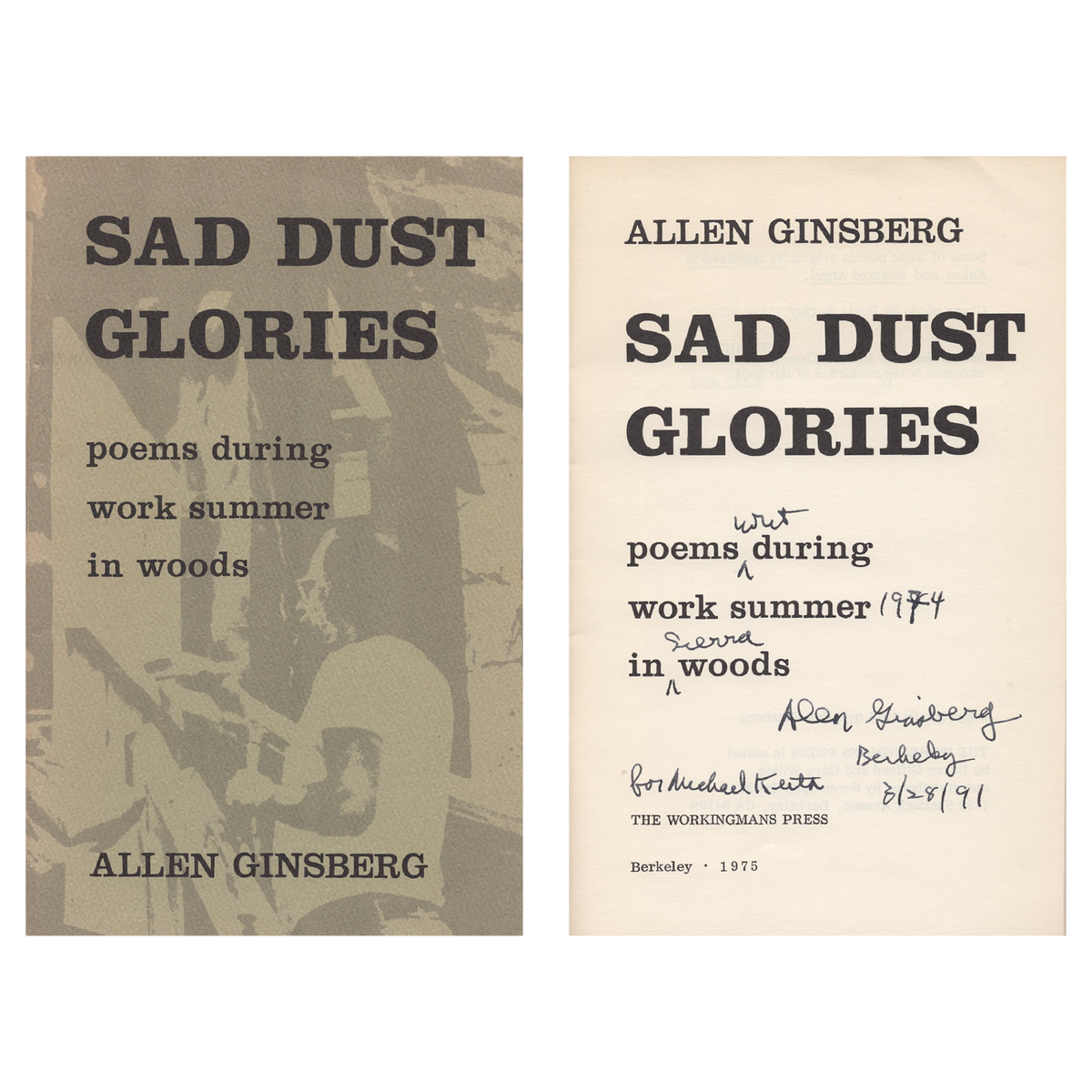 Allen Ginsberg - Signed &quot;Sad Dust Glories,&quot; First Edition, 1975