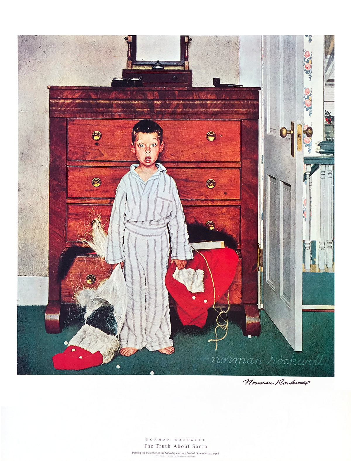 Norman Rockwell - &quot;The Truth About Santa&quot; - Signed Offset Print - 19 x 25&quot;