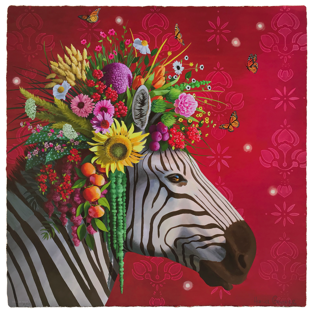Heather Gauthier &quot;Savanna Blooms&quot; - Hand-Embellished Edition of 10 - 24 x 24&quot;