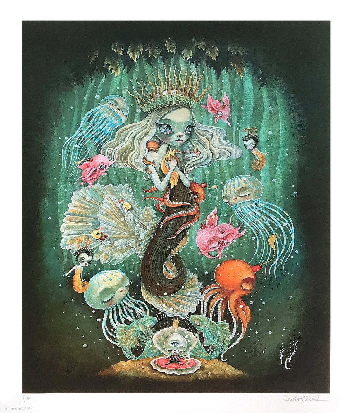 Laura Colors &quot;Sea Forest Siren&quot; - Hand-Embellished Edition of 10 - 17 x 20&quot;