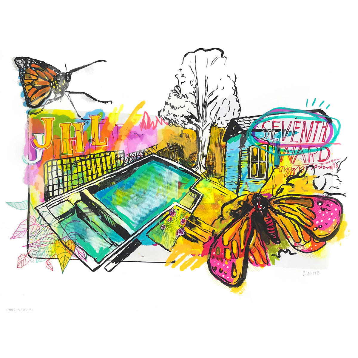 Courtney White &quot;Seventh Ward&quot; - Hand-Embellished Edition of 5 - 13 x 17&quot;