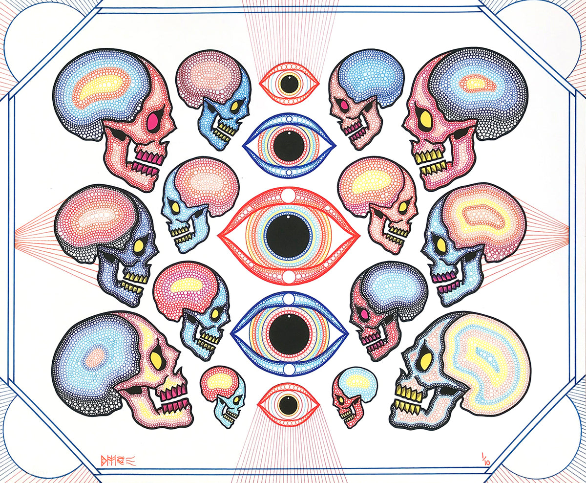 Bonethrower - &quot;Skull Eyes&quot; - Hand-Embellished Edition of 10 - 14 x 17&quot;